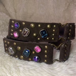 Gorgeous Betsy Johnson jeweled ladies brown belt